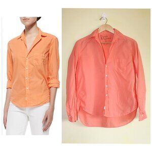 Frank & Eileen Long Sleeve Poplin Shirt Size XS Tangerine Orange Button As is